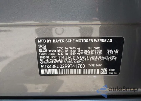 2024 BMW X5 Phev xDrive50E from USA, damaged, VIN 5UX43EU02R9T41780